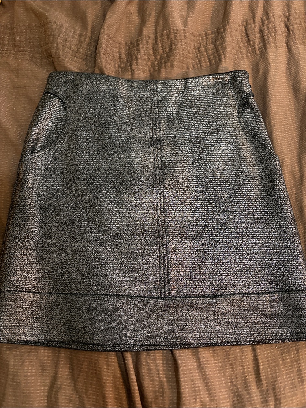 Diane Von Furstenberg Metallic Silver Mini Skirt